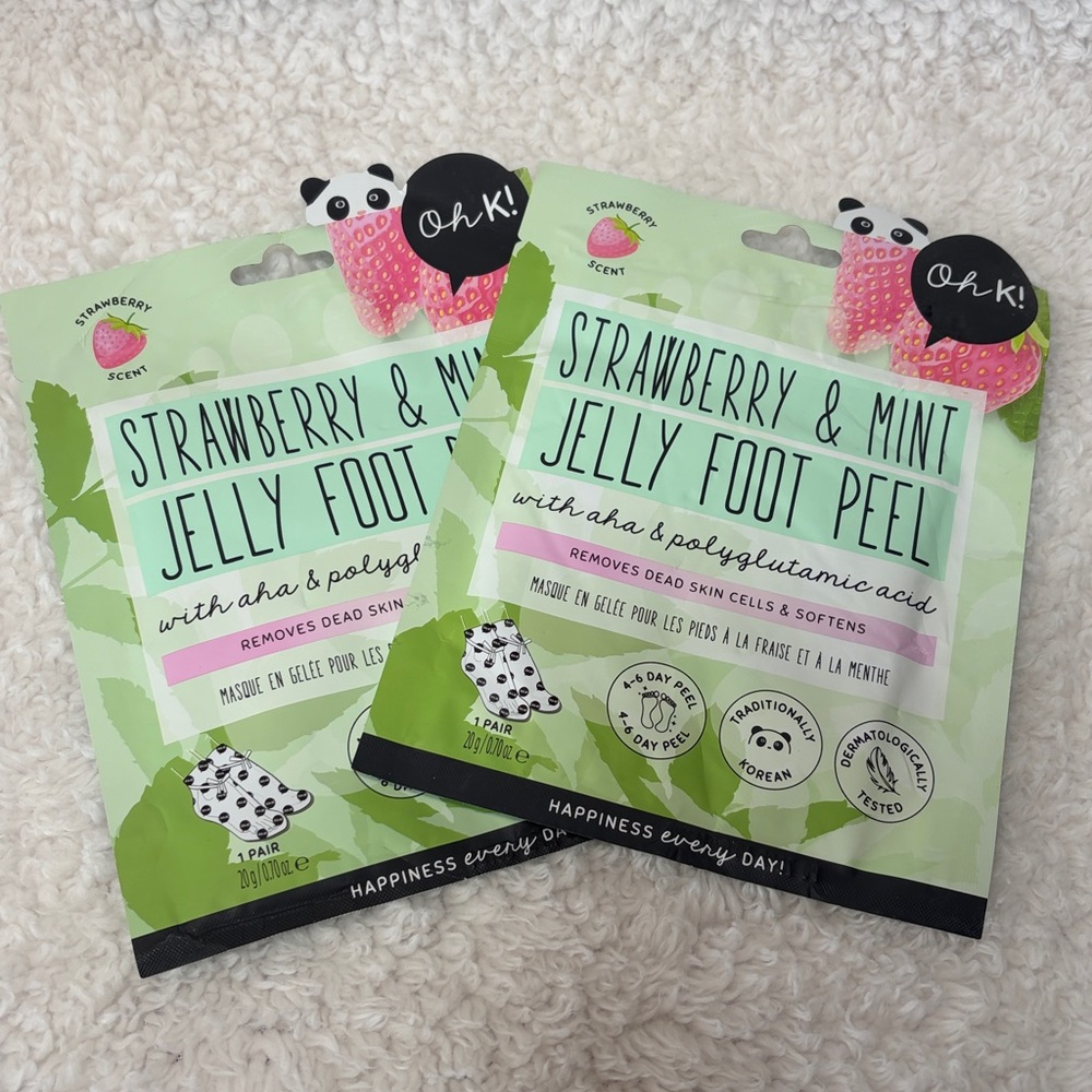 🌹5 for $25🌹Oh K! Strawberry & Mint Jelly Foot Peel Duo